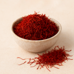 Saffron threads in a bowl highlighting health benefits