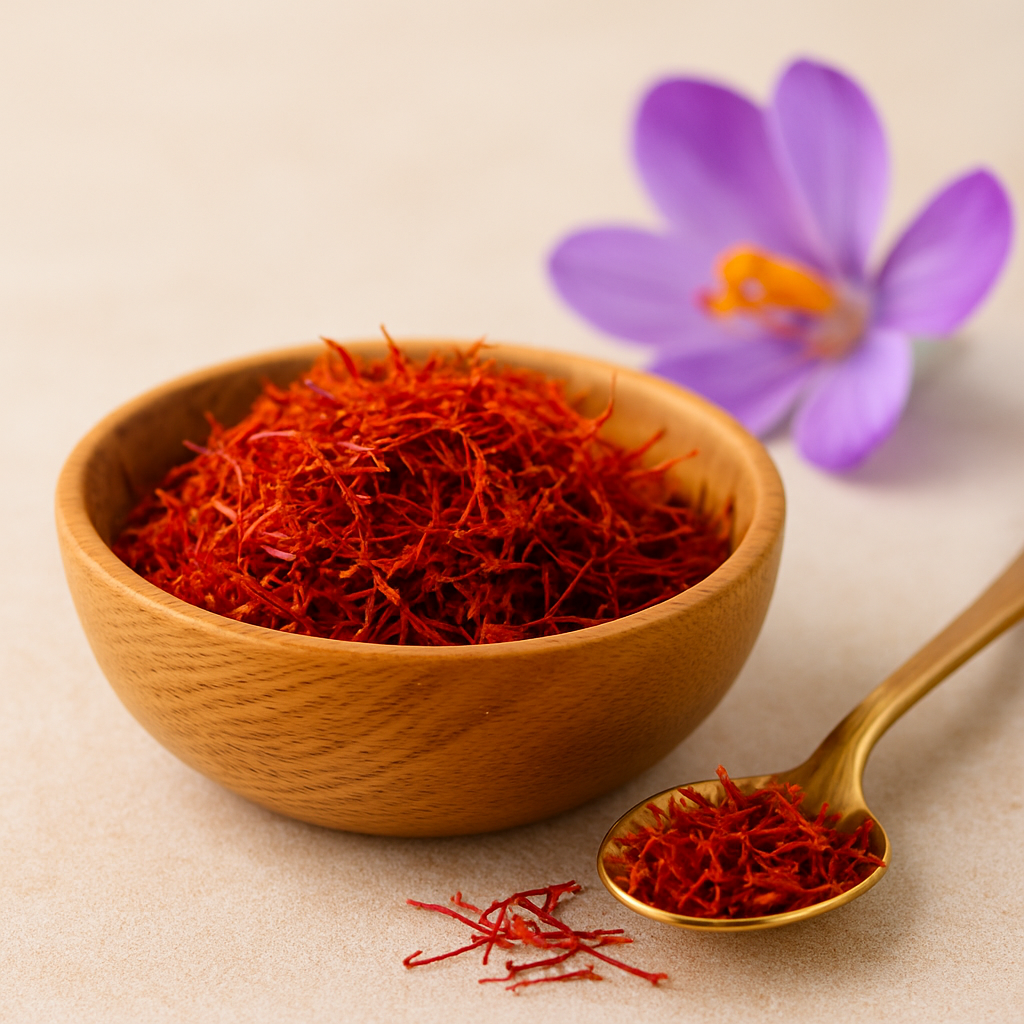 Golden saffron threads symbolizing health and wellness